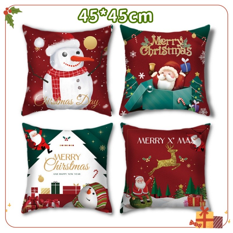 ปลอกหมอนคริสต์มาส ปลอกหมอนอิง ขนาด 45x45cm คริสต์มาส ตกแต่งคริสต์มาส Cushion Case Merry Christmas