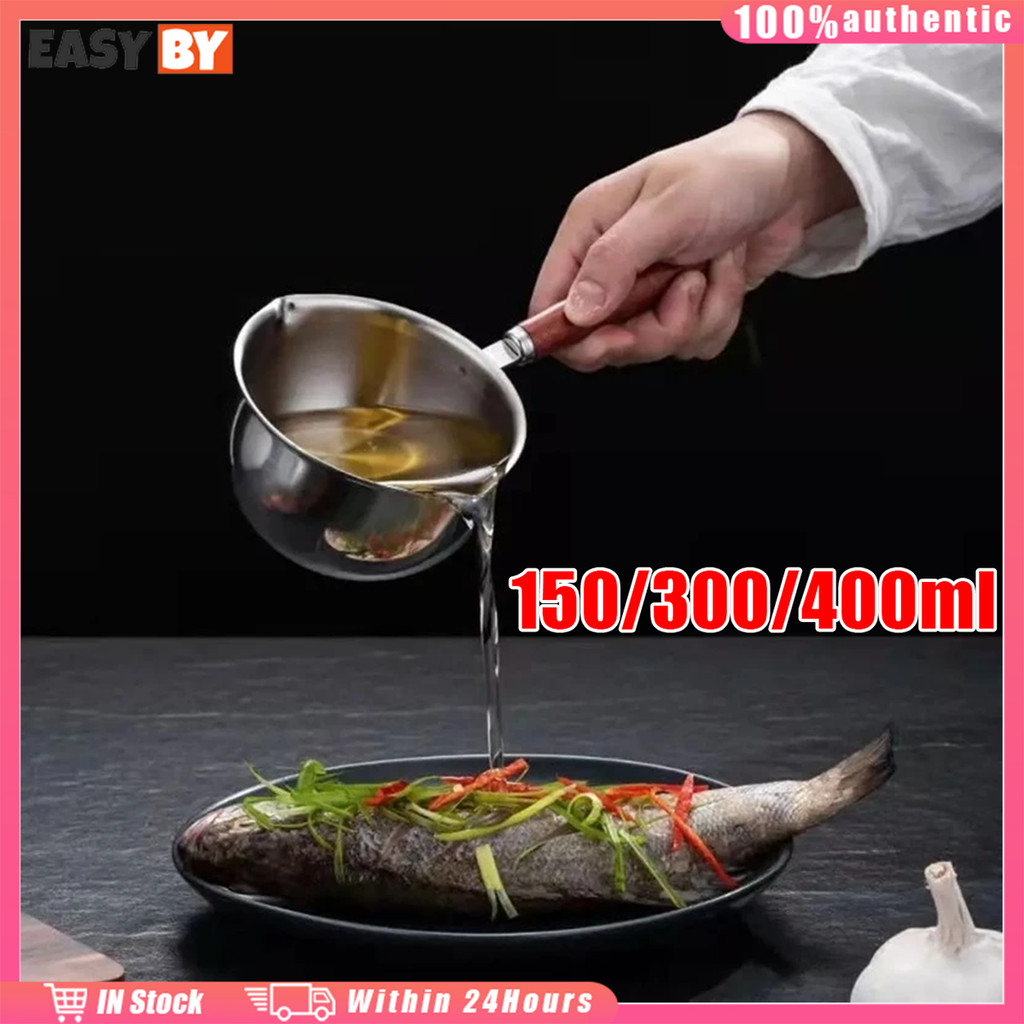 จัดส่งรวดเร็ว หม้ออุ่นนมสแตนเลส ต้มซุป ต้มเนย ขนาดเล็ก สำหรับทําอาหาร ด้ามจับไม้ ของใช้ในครัวเรือน