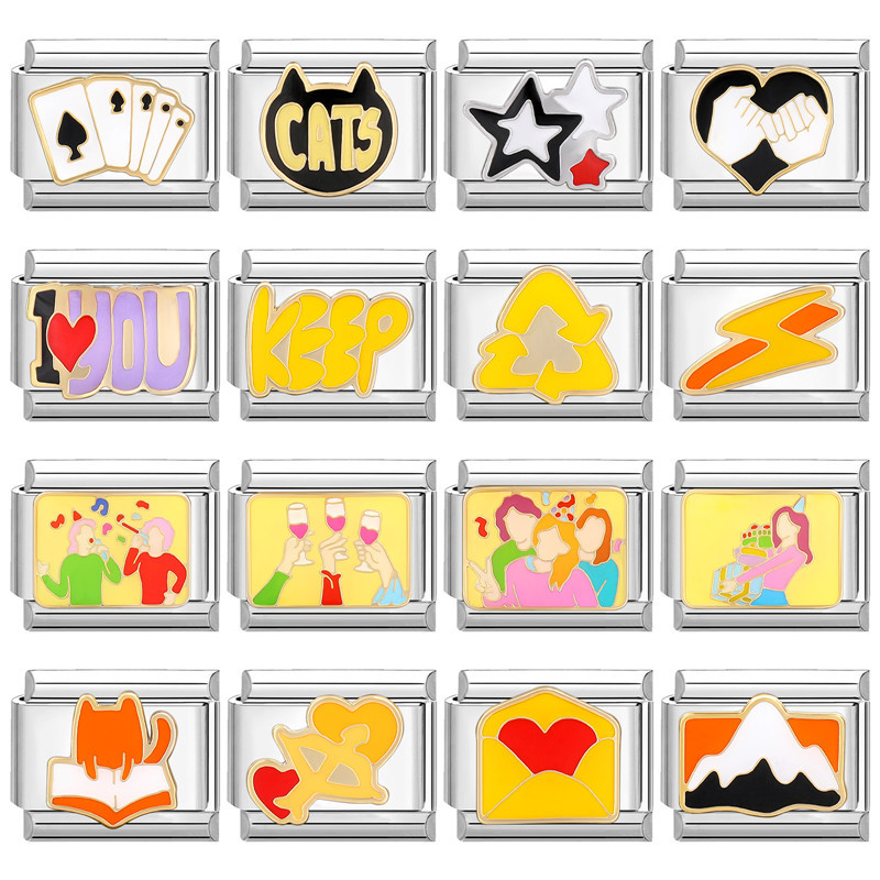 อิตาเลี่ยน Charm Links สําหรับสร้อยข้อมือใหม่แฟชั่น Charm สร้อยข้อมือเพื่อนครอบครัว DIY โมดูลสร้อยข้อมือ Charm อิตาเลี่ยน Links Fit 9 มม.สร้อยข้อมือสแตนเลสเครื่องประดับ DIY ทํา