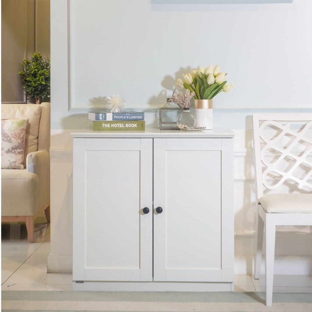 Koncept Furniture ตู้เตี้ย รุ่น Moneta สีขาว (80x45x80 ซม.)  แบรนด์ KONCEPT FURNITURE