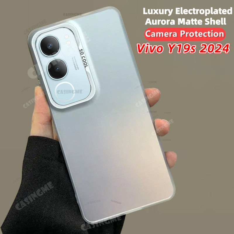 Vivo Y19s 2024 หรูหราชุบ Aurora Skin Matte สําหรับ Vivo Y19s VivoY19s Y 19s Y19 S 4G 5G 2024 กล้องที่มีสีสันป้องกันเคสโทรศัพท์กันกระแทกฝาหลัง