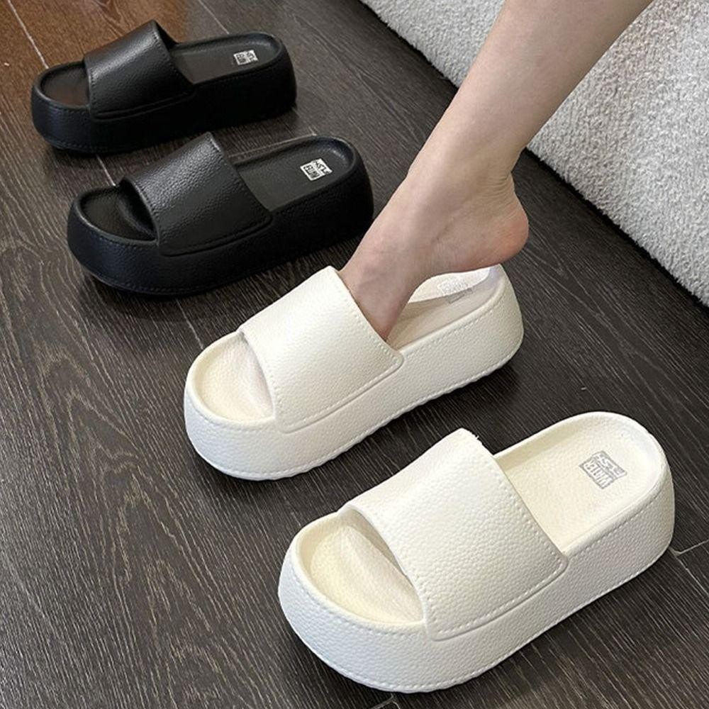 Apportunia รองเท้าแตะเปิดนิ้วเท้า, EVA Round Chunky Soft Chunky Walking รองเท้าแตะ, หมอนร้อนสไลด์ Casual Open Toe House รองเท้าผู้หญิง