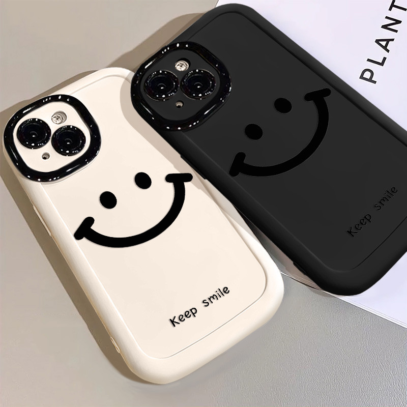 Creative และ Minimalist Black Smile เคสโทรศัพท์สําหรับ IPhone 7 8 8Plus 11 12 13 1614 16 15 Pro Max X XS XR SE 2020 รวมทุกอย่างซิลิโคนปกหลัง