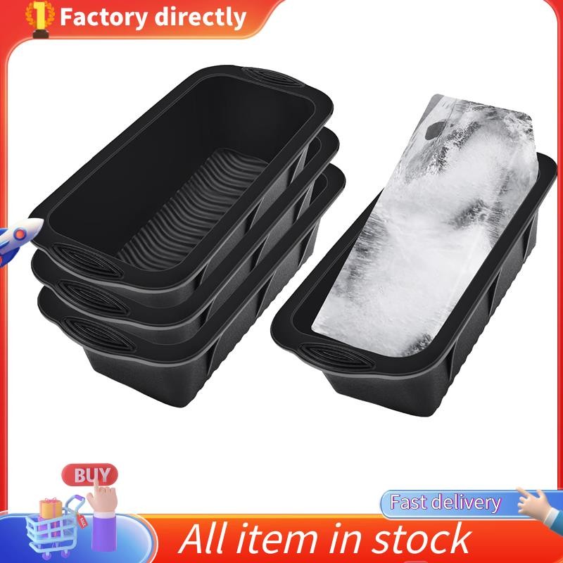 ในสต็อก-4 ชิ้น ICE Block แม่พิมพ์ 9.4Lbs ICE-Cubes สําหรับ Cool Plunge หรือ Coolers สีดําซิลิโคนน้ํา
