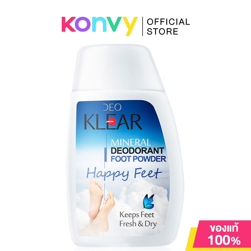 แป้งเท้า สารส้ม ดีโอเคลียร์ มิเนอรัล ดีโอโดแรนท์ ฟุท พาวเดอร์ DEOKLEAR Happy Feet Mineral Deodorant foot Powder 50g.