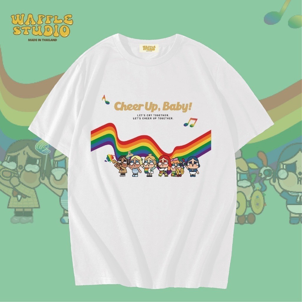 Labubu Pop Mart Waffle Cookie Studio T-shirt เสื้อยืดเกาหลี
