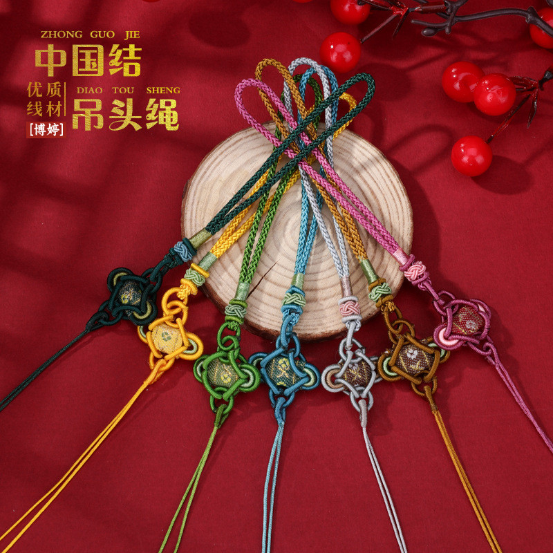 หัวเข็มขัดสับปะรดโบว์จีนแบบใหม่เชือกแขวนหลากสีดึงห่วงงานฝีมือสไตล์ชนเผ่า DIY จี้ทำมือตกแต่ง