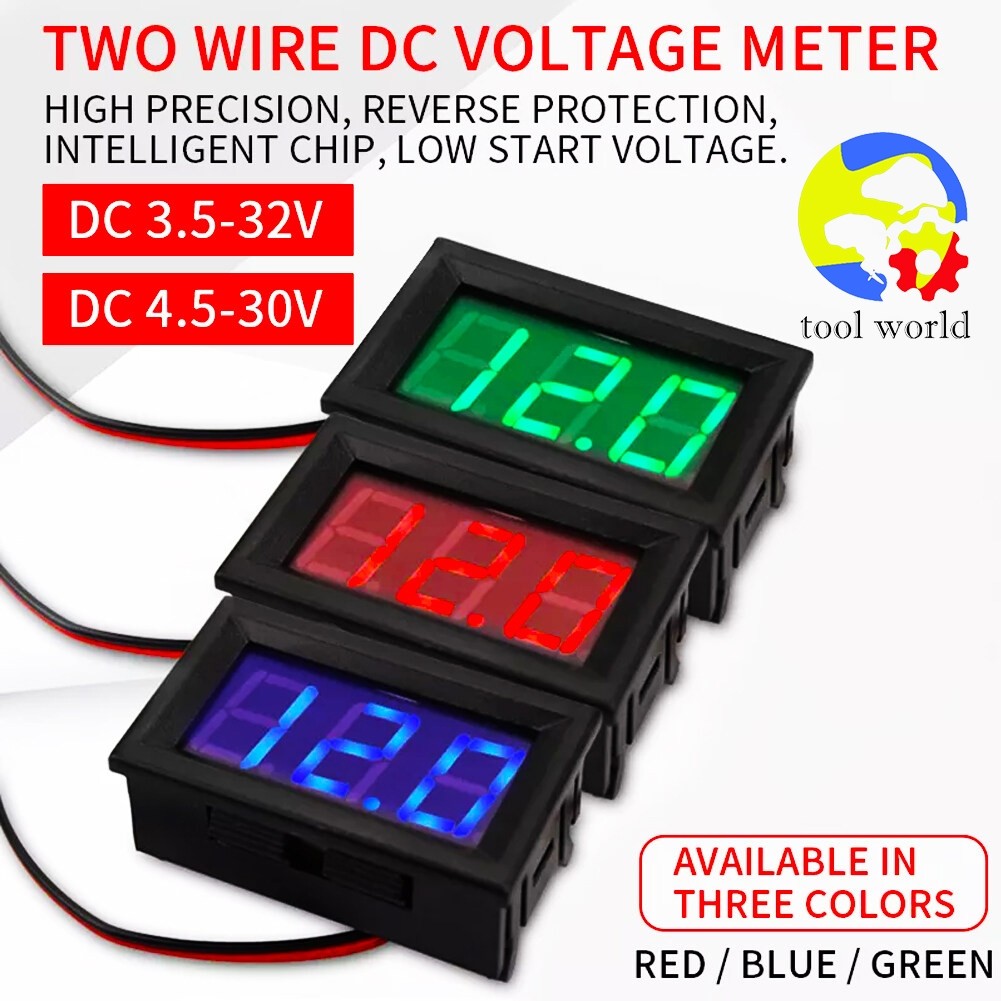 ตัววัดโวลท์ แบบดิจิตอล DC4.5 – 30.0V (Mini 0.36 inch DC4.5V-30V 2-Wire LED Digital Display Panel Battery Voltmeter