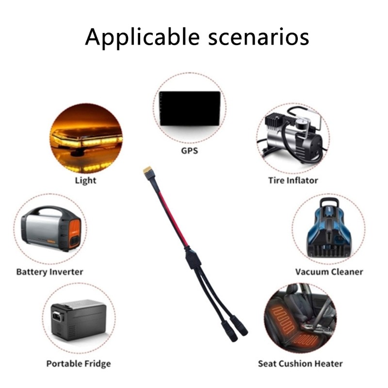 Niki XT60 Female to Double DC8mm 7 9x0 9mm Cable 12AWG Extension สําหรับเครื่องกําเนิดไฟฟ้าพลังงานแส