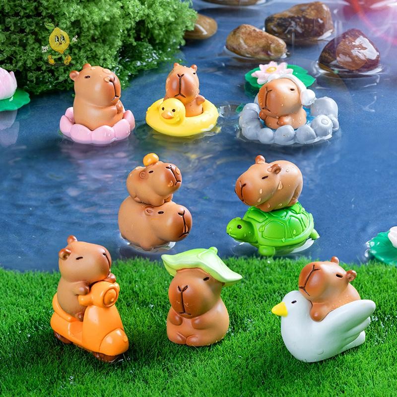 [mozh] การ์ตูนน่ารัก Capybara Miniature Figurines แฟชั่นสร้างสรรค์มินิสัตว์ Figurine Kawaii DIY อุปกรณ์ตกแต่งบ้านของขวัญ [TH]