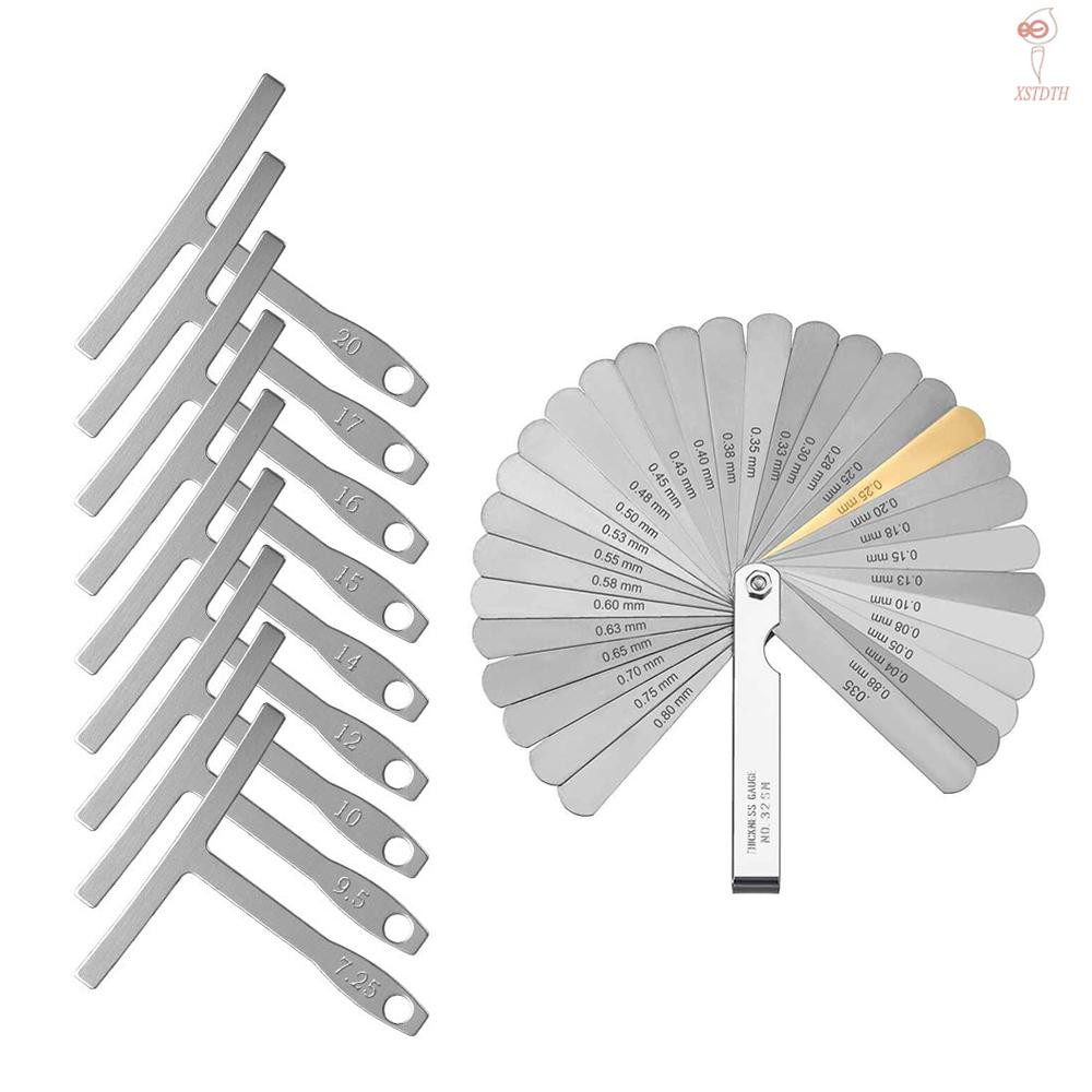 กีตาร์ Luthier ชุดเครื่องมือ 9 Radius Gauge 32 ใบมีด Feeler Gauge สําหรับซ่อมกีตาร์ Maintenance