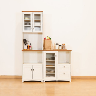 Looms  ชุดตู้ครัว รุ่น GANSO สีขาวตัดสีไม้