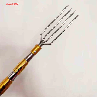 เหล็กกล้าไร้สนิม harpoon rod ทำด้วยมือบริสุทธิ์เหล็กหนามแบบพับเก็บได้ส้อมปลาไหลสีเหลืองอึ่งปลาฉมวกหัว Loach ส้อมเสากล้อง