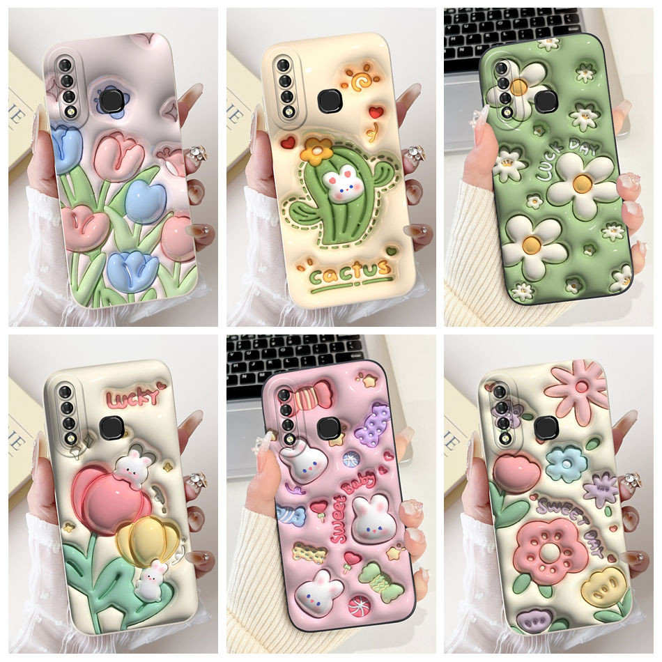 สําหรับ Samsung Galaxy A10s A12 A13 A14 A15 A04 A04e A04s A05 A05s A06 A25 A55 ดอกไม้น่ารักกระบองเพชรซิลิโคนอ่อนนุ่มเคสโทรศัพท์