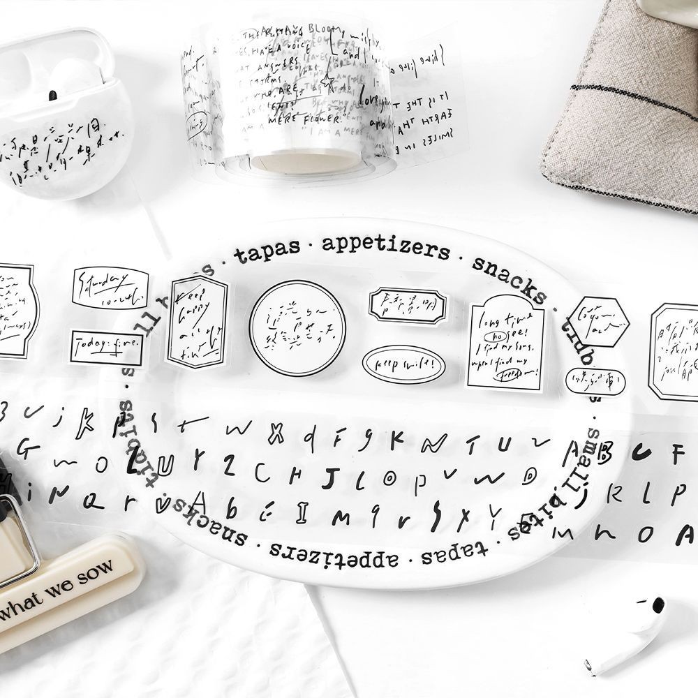 ไดลี่|Jane Notes บันทึก PET Die-Cut Tape ins สติกเกอร์ตัวอักษรภาษาอังกฤษคู่มือ DIY ฐานตกแต่ง Collage คู่มือสติกเกอร์เทป