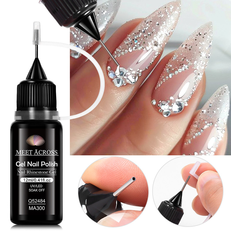 MEET ACROSS Rhinestones กาวเล็บเจลสําหรับตกแต่งเล็บ 12ml