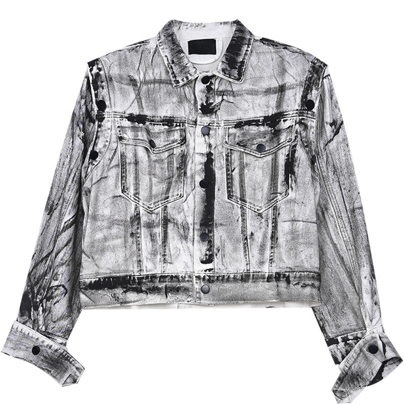 HANLU  เสื้อแจ็คเก็ตผู้ชายแขนที่ถอดออกได้อเมริกัน สูง ถนน หลวม สูงสุด - รูปที่ 5