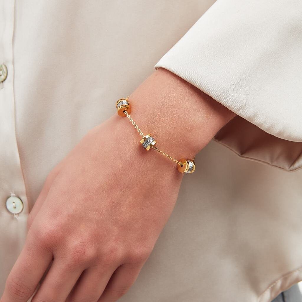 CHARRIOL สร้อยข้อมือ 06-104-1139-40 Bracelet with 3 Charms - Steel Yellow PVD