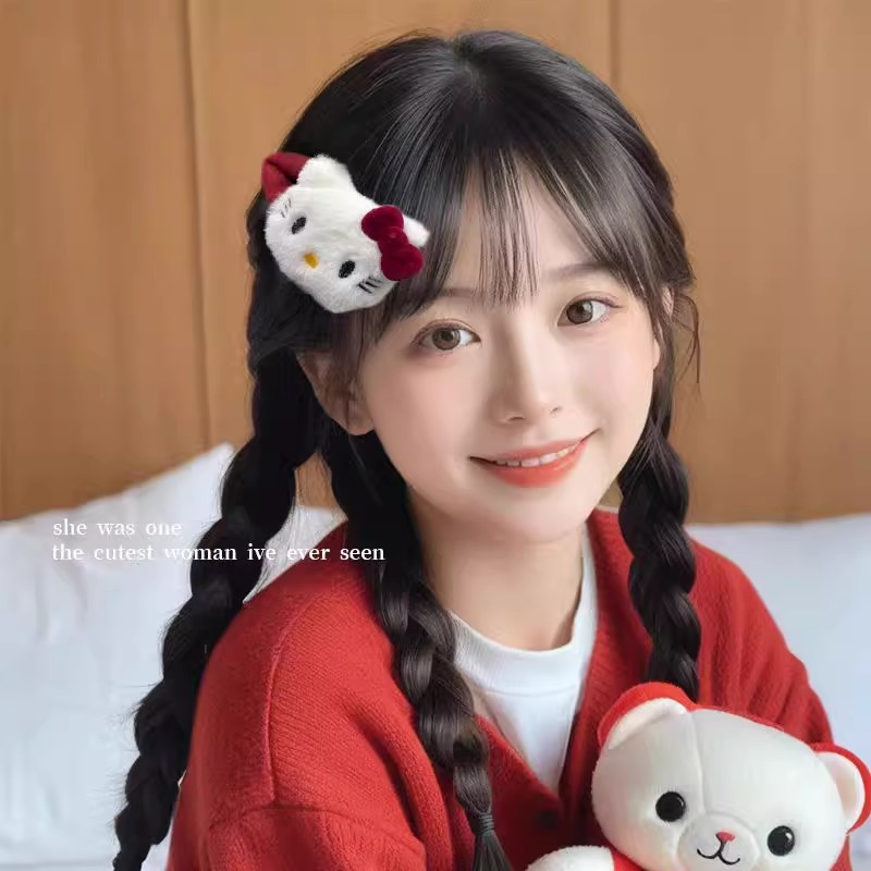 น่ารักหวานการ์ตูนตุ๊กตาหมีเนย/อังคารสีแดงคิตตี้แมวกิ๊บผู้หญิงด้านข้างขอบเครื่องประดับผมของขวัญ