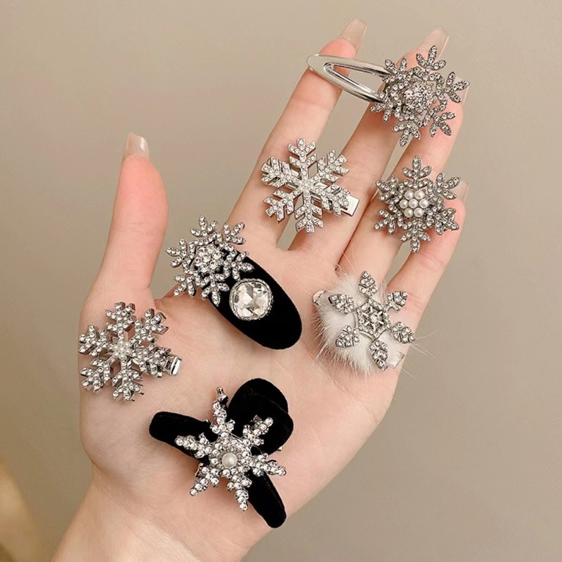 Mh Fashion Delicate Rhinestone Snowflake Hairpin Series Is A Gift for Girls