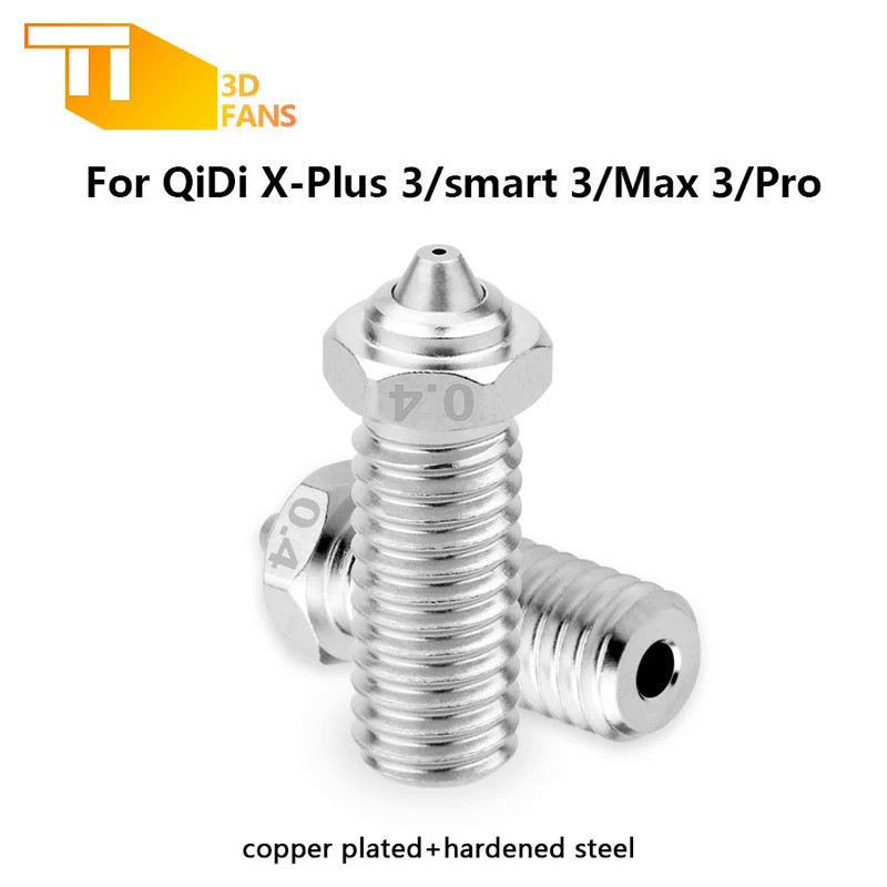 Bimetal Nozzle for QIDI Q1-Pro/X-Max 3/X-Plus 3/X-Smart 3  Plated Copper Hardened Steel Nozzle