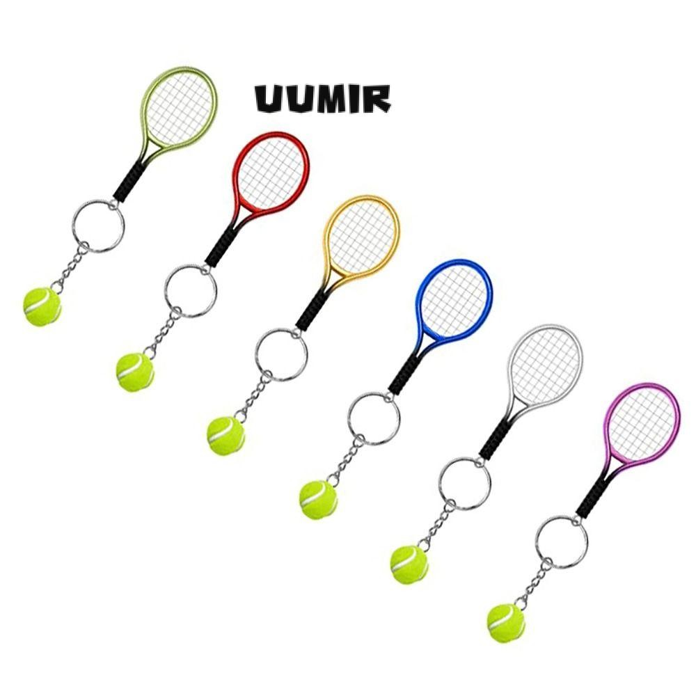 Uumir พวงกุญแจเทนนิส, พวงกุญแจลูกเทนนิสแฮนด์เมดสําหรับตกแต่ง, เครื่องประดับส่วนบุคคล DIY Racquet พวงกุญแจ