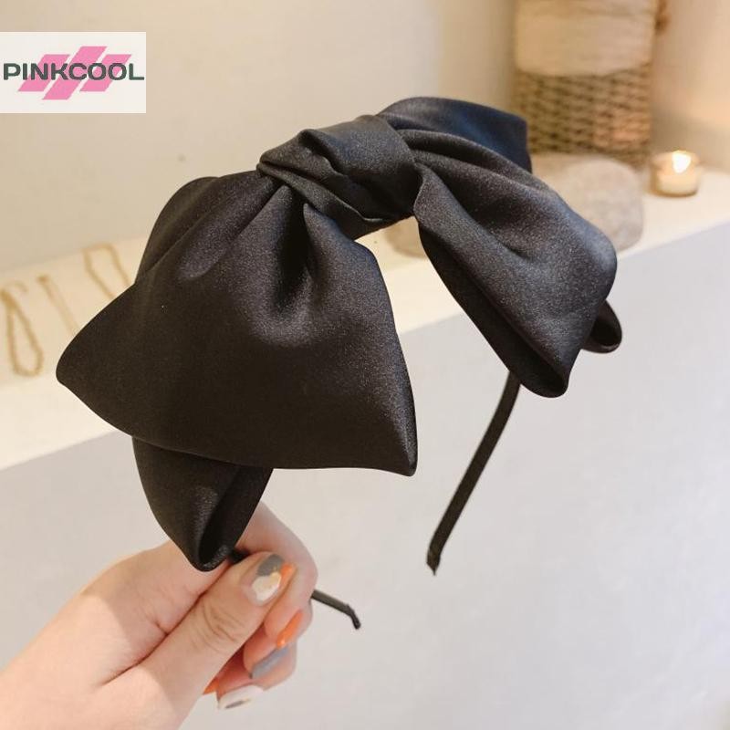 Pinkcool ใหม่โบว์ใหญ่ Bezel Headwear ผู้หญิงสาว Vintage Bowknot ผมกว้าง Hairband Hoop สําหรับอุปกรณ์เสริมผมร้อน
