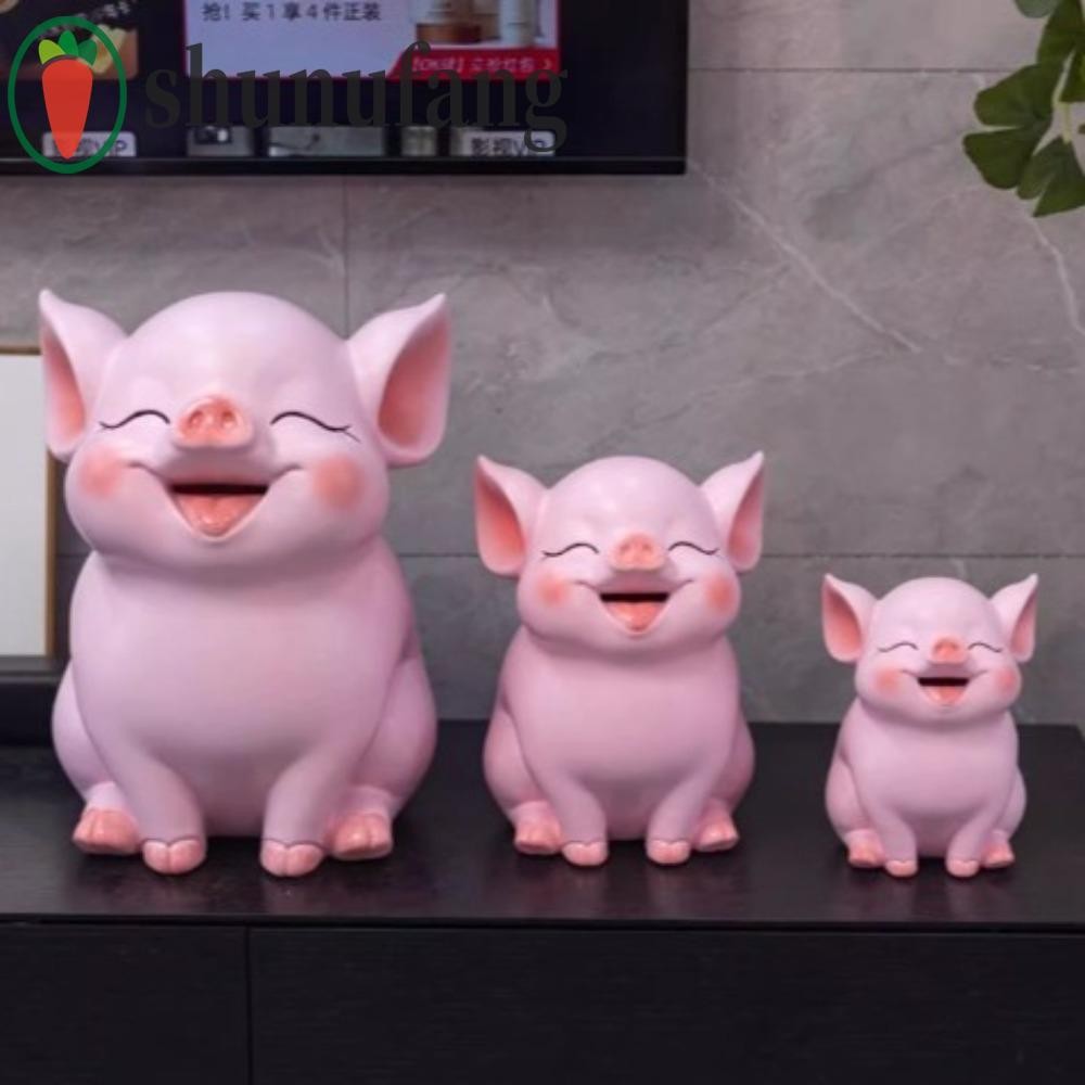 กระปุกออมสินหมู UNUF ถังออมทรัพย์ ความจุขนาดใหญ่กล่องออมสัตว์,น่ารักตกแต่งเปิดการ์ตูนราศีหมูเครื่องประดับตกแต่งของขวัญ