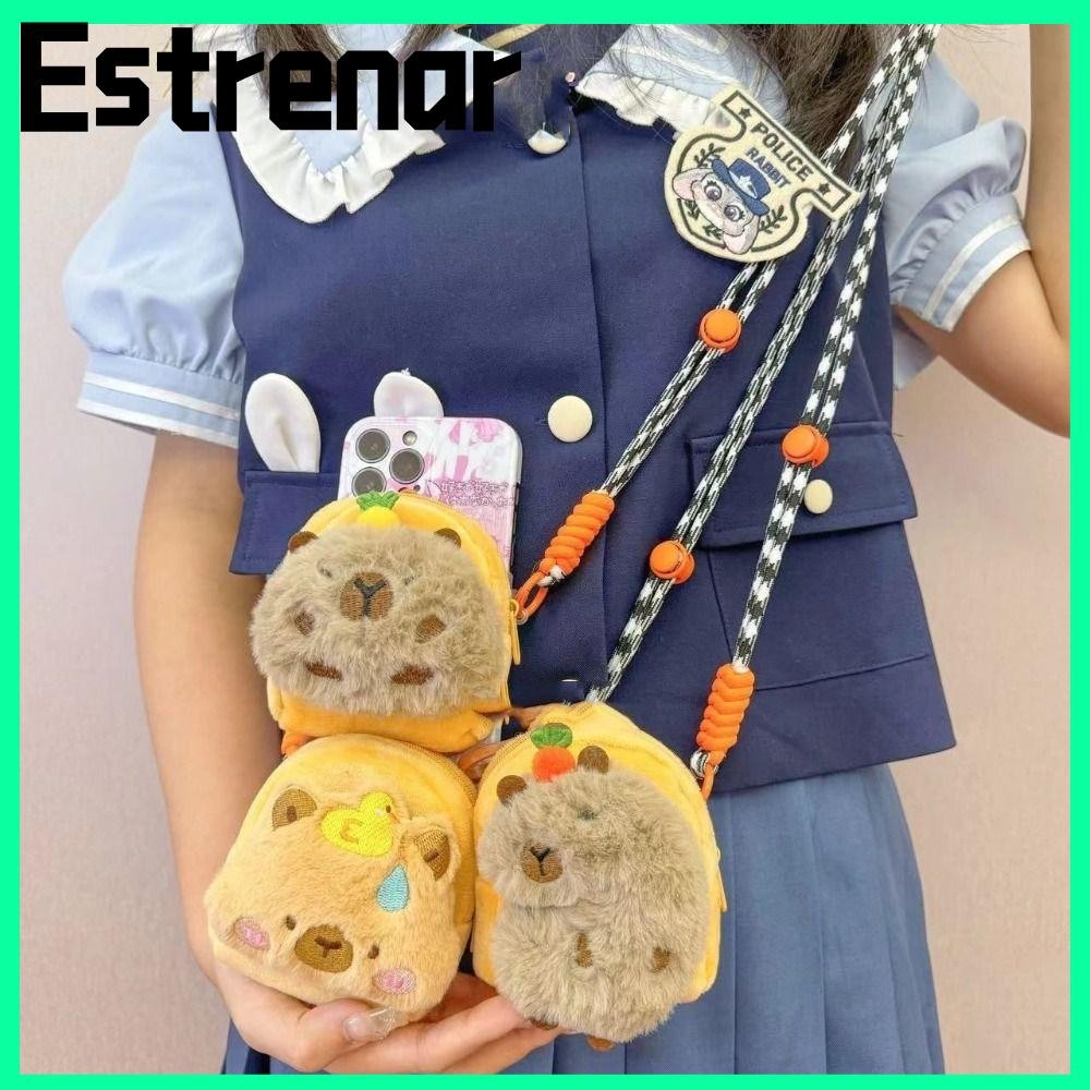 Estrenar Capybara กระเป๋าใส่เหรียญ,กระเป๋าสตางค์อเนกประสงค์กระเป๋าโทรศัพท์มือถือ,อะนิเมะตุ๊กตาน่ารักการ์ตูนไหล่กระเป๋า Messenger