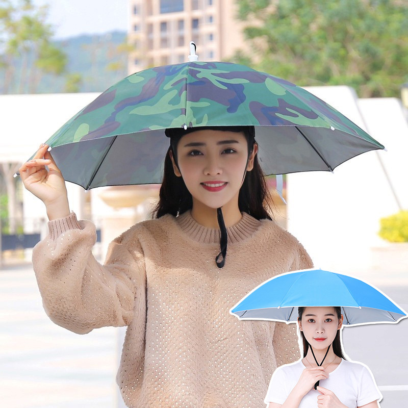 หมวกร่มกันฝนกันแดด UV ใส่ง่าย ผู้ใหญ่และเด็ก แบบพับ แข็งแรงทนทาน เส้นผ่าศูนย์กลาง 69cm