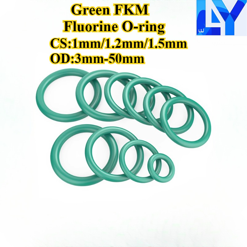 [LY-OXQ] โอริงสีเขียว FKMฟลูออรีน, (OD3mm-50mm * CS1mm/1.2mm/1.5mm) แหวนปิดผนึก,ทนต่ออุณหภูมิสูง, ความต้านทานการสึกหรอ, ต้านทานแรงดัน, ยางโอริง