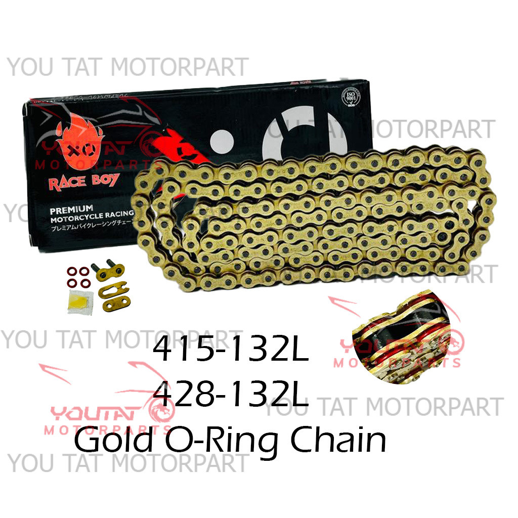 RACE BOY MOTORCYCLE 415 428 GOLD ORING CHAIN 415-132L 428-132L ORING CHAIN RANTAI