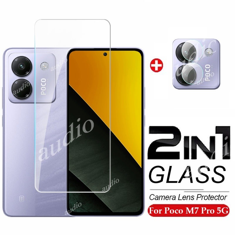 Poco M7 Pro 5G 2in1 กระจกนิรภัยแบบเต็มหน้าจอป้องกันฟิล์มสําหรับ Poco M7 Pro Poco M7Pro 5G หน้าจอโทรศ