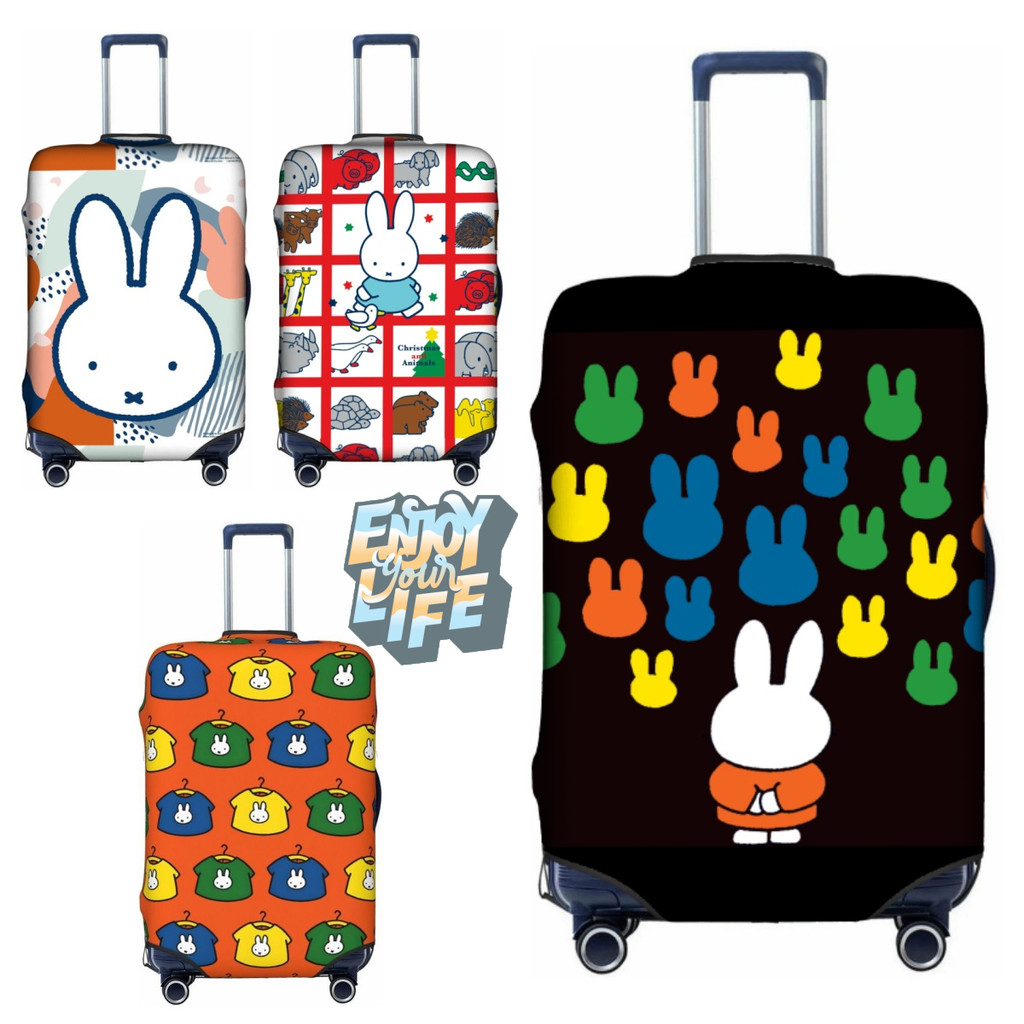 ผ้าคลุมกระเป๋าเดินทาง Miffy ล้างทําความสะอาดได้ตัวป้องกันกระเป๋าเดินทางการ์ตูนป้องกันรอยขีดข่วนเหมาะกับกระเป๋าเดินทางขนาด 18-32 นิ้ว M561