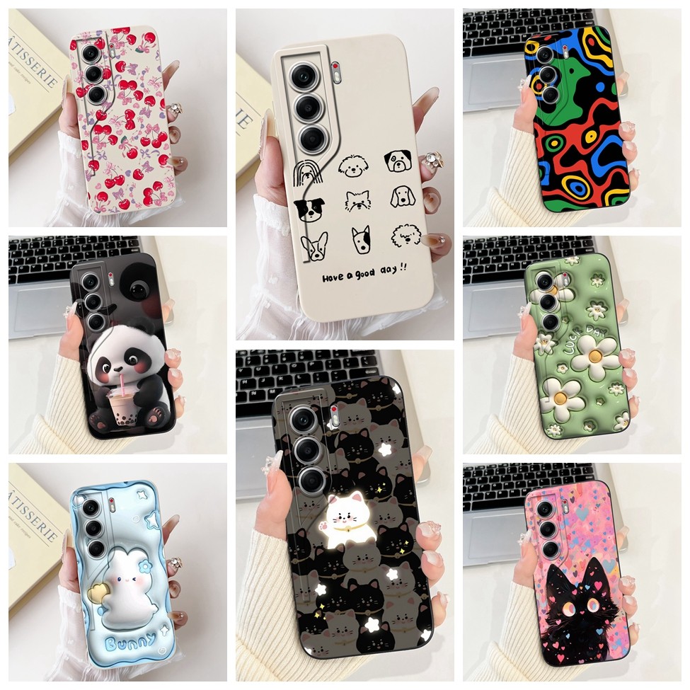 Tecno Camon 40 CM5 ฝาหลัง Techno Camon 40 เคสซิลิโคนหรูหรา Love แมวน่ารักรูปแบบแพนด้าปลอกกันกระแทกกั