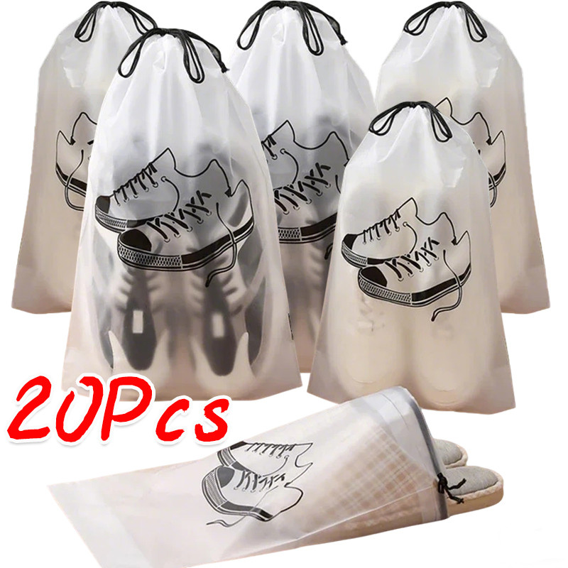 กระเป๋า Frosted Drawstring ขนาด 5/10/20 ชิ้น กันน้ําฝุ่น พร้อม organizer สำหรับรองเท้าและเสื้อผ้า