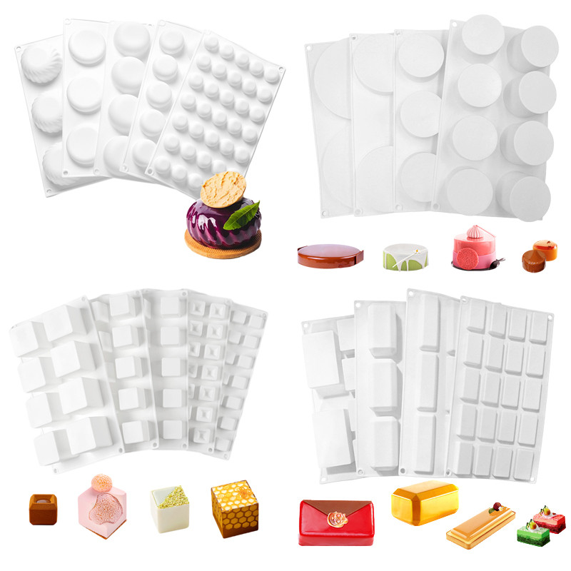 26 ตัวเลือกที่มีอยู่ทรงกระบอก Oblate Cuboid Cube Mousse ขนมซิลิโคนแม่พิมพ์เครื่องมือตกแต่งเค้ก