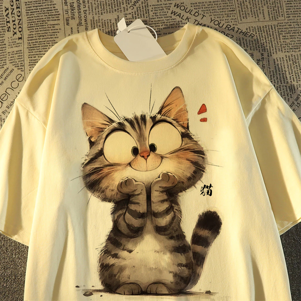 【ส่งจากไทย】 เสื้อยืดตัวใหญ่สไตล์เกาหลีน่ารัก oversize ลูกแมวT-shirts เสื้อผ้าแฟชั่นสาวอวบ เสื้อโอเวอร์ไซส์ผู้หญิง thumbnail 3