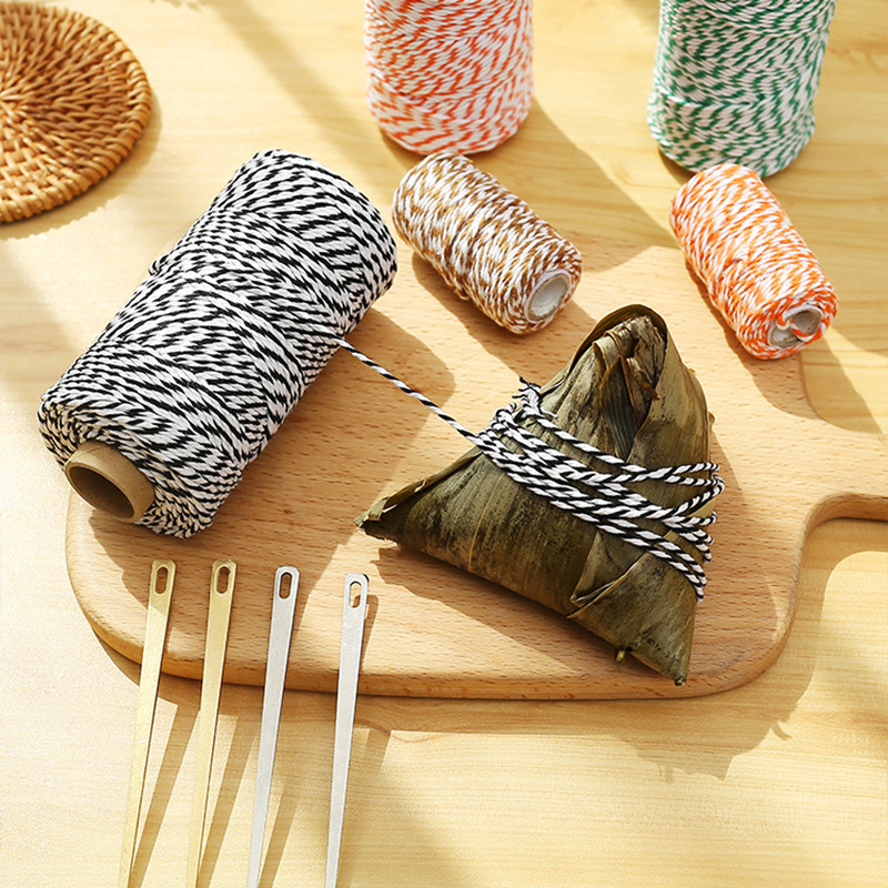 2 มม.หนา Butchers String ผ้าฝ้าย Twine เนื้อ Prep Trussing ตุรกีบาร์บีคิว Strings เนื้อไส้กรอกผูกเชือกสายไฟ 100 เมตร