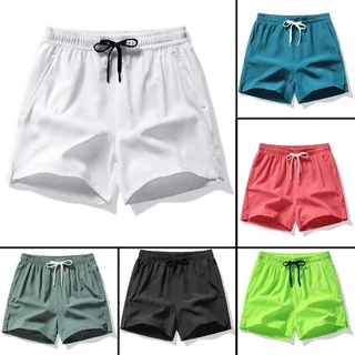 [6 สี] Mens Pink Simple Casual สีทึบฤดูร้อนชายหาดกีฬากองทัพสีเขียว Quick-Dry All-Match Plus ขนาด Dri-Fit ฮาวายสั้นกางเกง