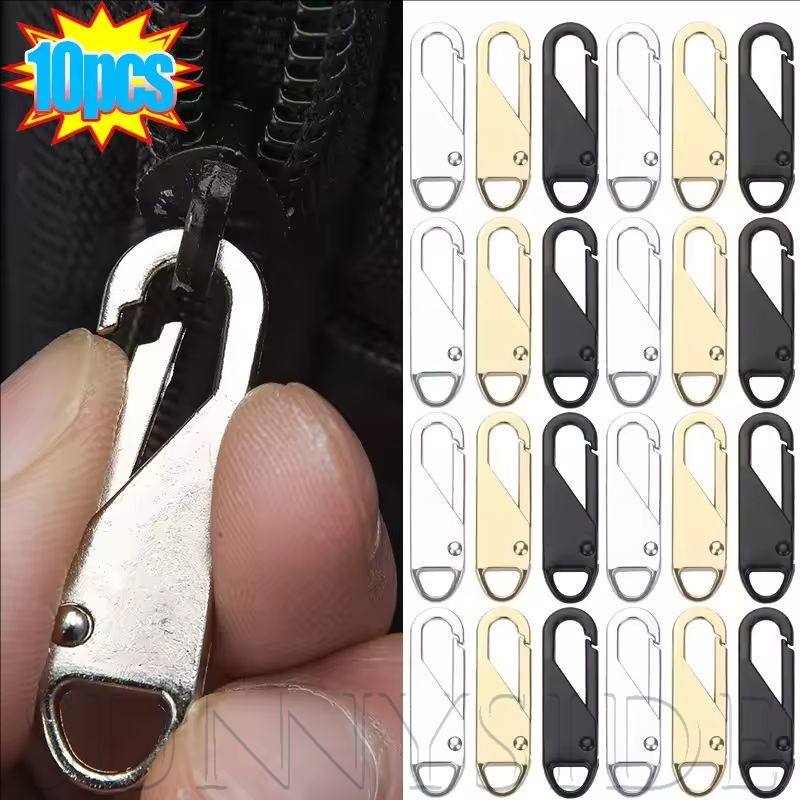 ชุดเปลี่ยนสไลเดอร์ซิปสากล10ชิ้น-โลหะผสมสังกะสี37มิลลิเมตรสําหรับกระเป๋าเดินทาง/เต็นท์/เสื้อผ้าตัวเลือก3สีติดตั้งอย่างรวดเร็วโดยไม่ต้องเครื่องมือทน