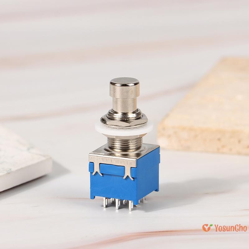 YosunChoker] 1 ชิ้น 3PDT 9 พินกีตาร์ Stomp กีตาร์สวิตช์เท้า Latching Push ปุ่ม ON-ON พร้อม Solder Terminal ใหม่