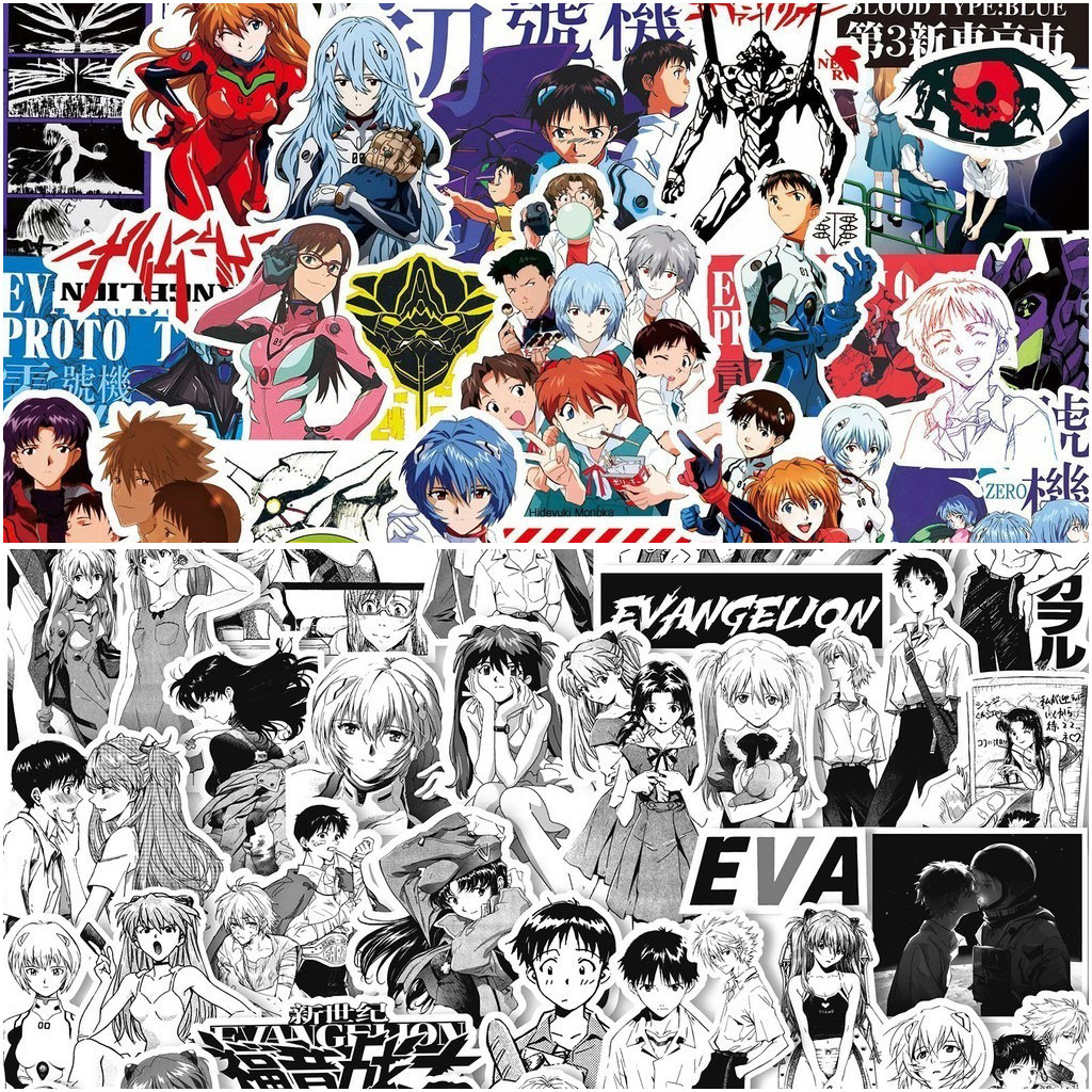 ชุดสติ๊กเกอร์ NEON GENESIS EVANGELION ชุดสติกเกอร์กราฟฟิตีกันน้ำอะนิเมะ, 75/70/145 แผ่น