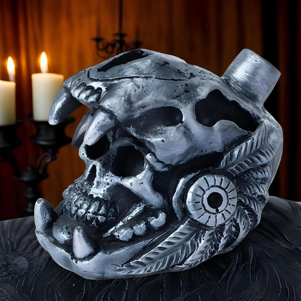 Aztec Mayan Death Whistle Skull Retro Aztec Death Halloween Loud กรีดร้องนกหวีด lameintph