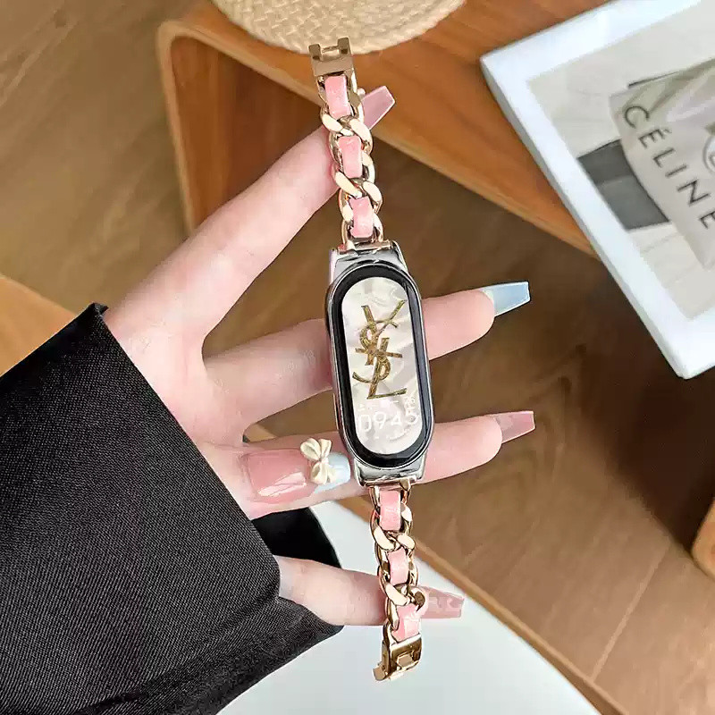 สายนาฬิกาผู้หญิงสร้อยข้อมือหรูหราสําหรับ Xiaomi Mi Band 9 8 NFC Redmi Watch 5 4 Active/Lite สร้อยข้อมือสายนาฬิกาอัจฉริยะนาฬิกาข้อมือสําหรับ Mi Band
