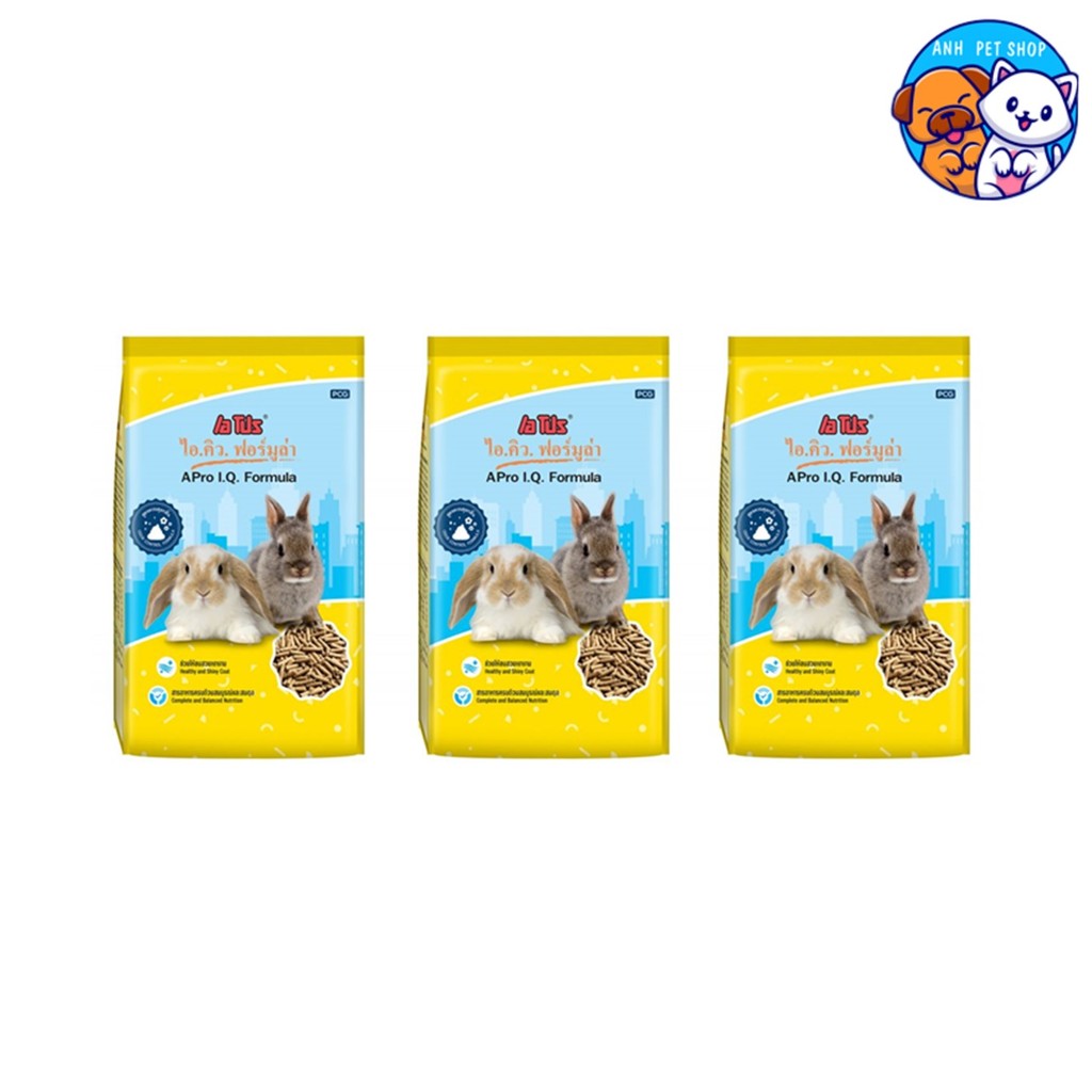 3 ถุง อาหารกระต่าย APro I.Q. Formula สีเหลือง สำหรับทุกช่วงวัย 1 Kg.