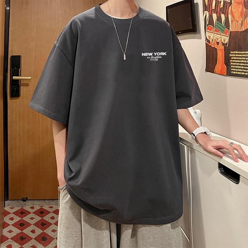 Basi💥 เสื้อผู้ชาย เสื้อยืด oversize สตรีท เกรดพรีเมียม โคตรนุ่ม เสื้อคอตตอน100% ไม่หดตัวลาย ลาย "new york"