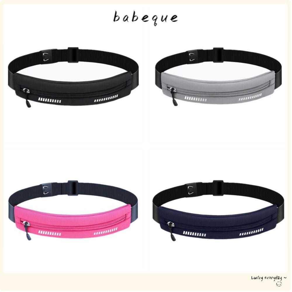 BABEQUE กระเป๋าคาดเอวสําหรับวิ่ง, ไลคร่าพร้อมเทปสะท้อนแสง Fanny Pack, สวมใส่ที่ใช้งานได้จริง Lightsome ทนทานมาราธอน Jogging Bag Outdoor