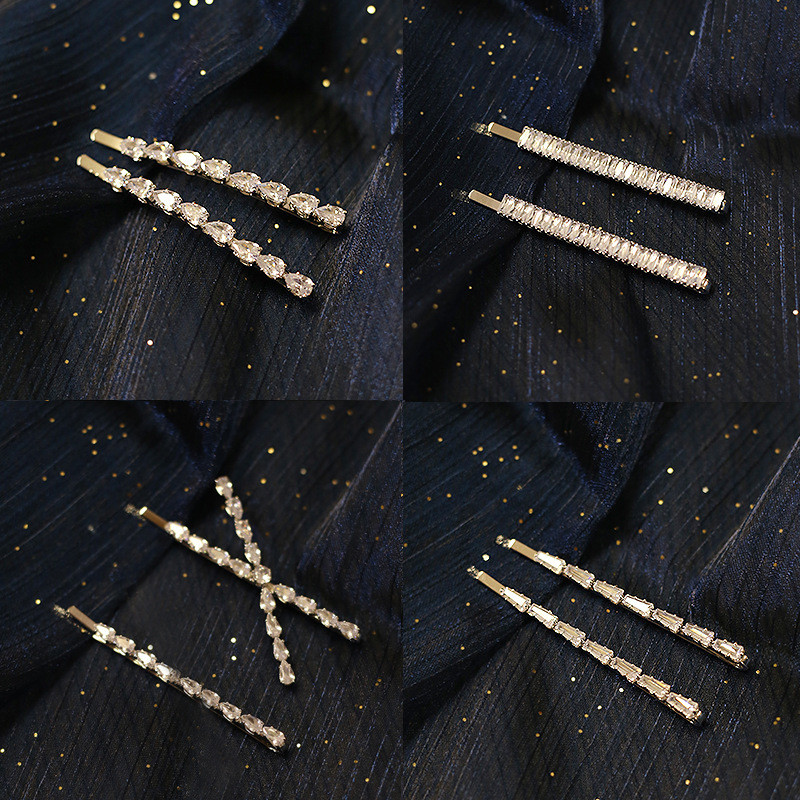 มาโรโปลี [พร้อมสต็อก] ใหม่สไตล์เพทายคลิปแบนสไตล์ร้อนขายคู่คลิปที่เรียบง่าย ใน ผมหักกิ๊บเรียบคลิปอุปกรณ์ผมหญิง