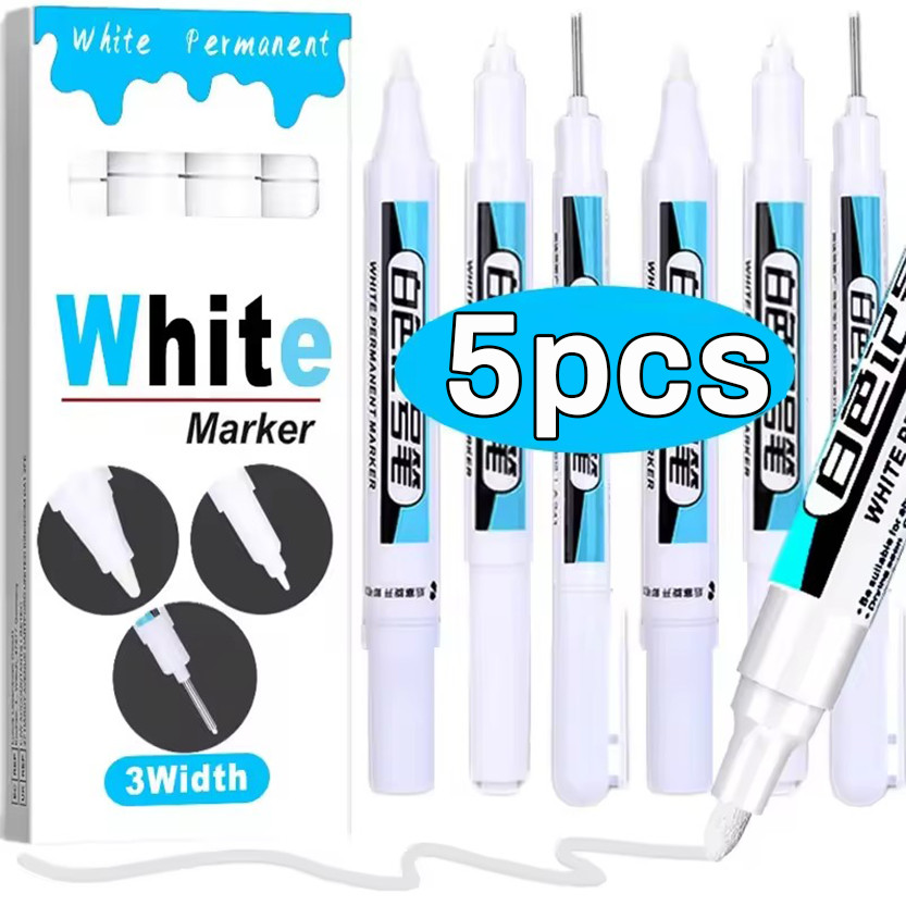 1/3/5 ชิ้น 0.7/1.0/2.5 มม. สีขาวมันปากกามาร์กเกอร์/กันน้ําถาวรเครื่องหมายสี/ยางรถแก้วภาพวาด Grafti ปากกา